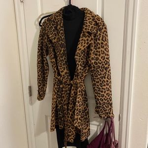 Cheetah print trench coat